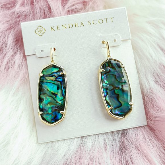 Kendra Scott Gold Faceted Elle Abalone Earrings - Picture 1 of 3